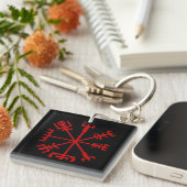 Blut Red Vegvísir (Viking Compass) Schlüsselanhänger (Vorderseite rechts)