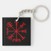 Blut Red Vegvísir (Viking Compass) Schlüsselanhänger (Rückseite)