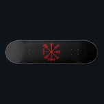 Blut Red Vegvísir (Viking Compass) Skateboard<br><div class="desc">Vegvísir (Viking Compass) / Nordische Symbole. Wenn dieses Schild getragen wird,  verliert man sich nie im Sturm oder bei schlechtem Wetter,  selbst wenn der Weg nicht bekannt ist. Globe Trotters ist auf die Idiosynkratische Bildsprache aus der ganzen Welt spezialisiert. Hier finden Sie einzigartige Grußkarten,  Postkarten,  Poster,  Mousepads und mehr.</div>