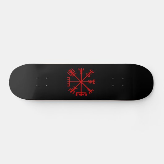 Blut Red Vegvísir (Viking Compass) Skateboard (Horizontal)