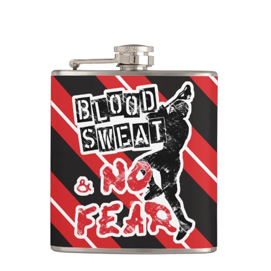 Blut, Schweiß und keine Angst, Lacrosse Hüftkolben Flachmann (Vorderseite)