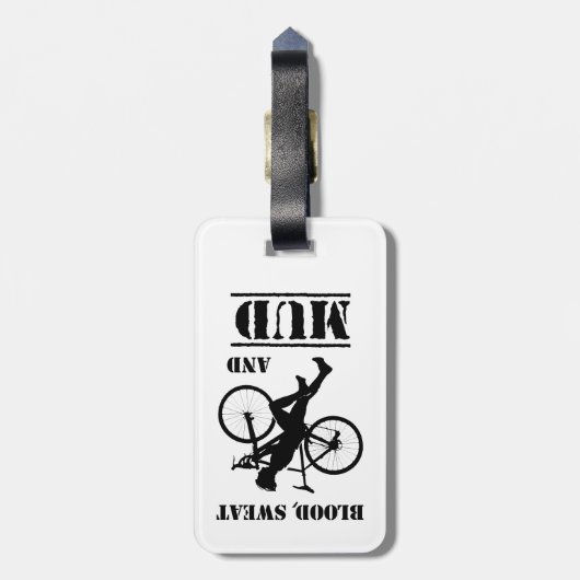 Blut-Schweiß und Mud-Zykloskreuz Gepäckanhänger (Rückseite vertikal)