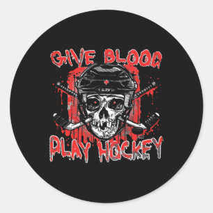 Blut spenden Eishockey spielen Eishockeyspieler-Ge Runder Aufkleber