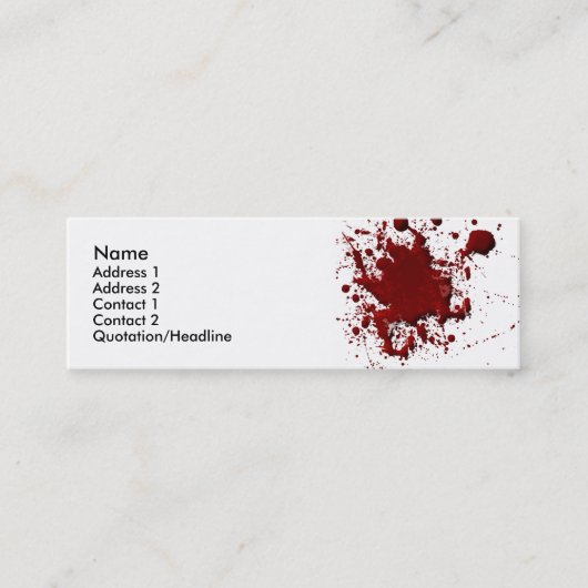 Blut-Spritzen-Karte Mini Visitenkarte (Vorderseite)