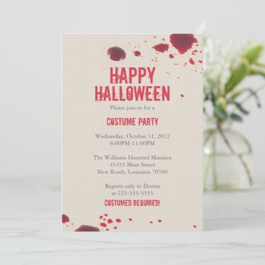 Blut-Spritzer | Halloween Einladung (Stehend Vorderseite)