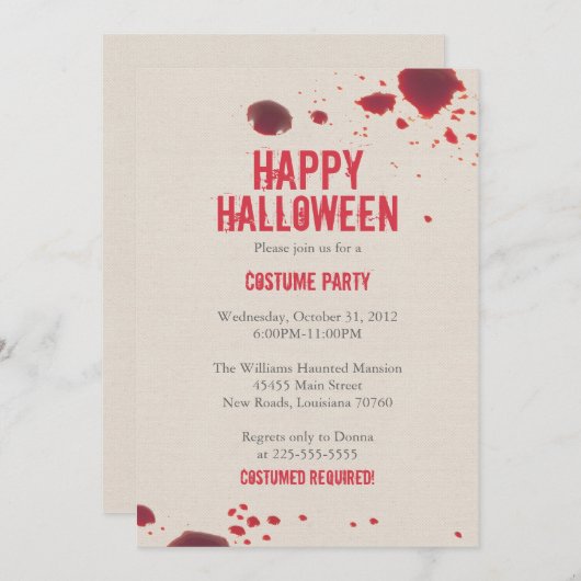 Blut-Spritzer | Halloween Einladung (Vorne/Hinten)