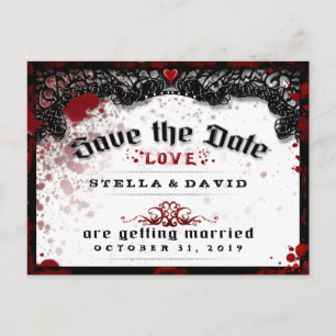 Blut Spritzer Halloween Rett Date PostCard Ankündigungspostkarte
