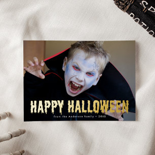Blut tropft Frohes Halloween Foto Folien Feiertagskarte