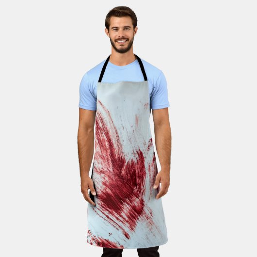 Blut und blutige Spuren in der alten Badewanne. Ha Schürze (Getragen)