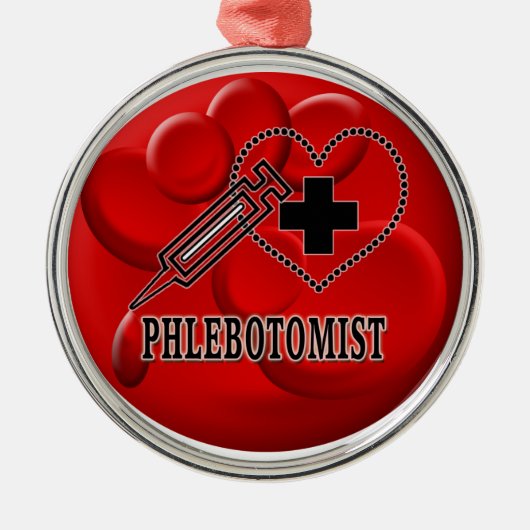 BLUT-VERZIERUNG PHLEBOTOMIST - VENIPUNCTURIST SILBERNES ORNAMENT (Vorne)