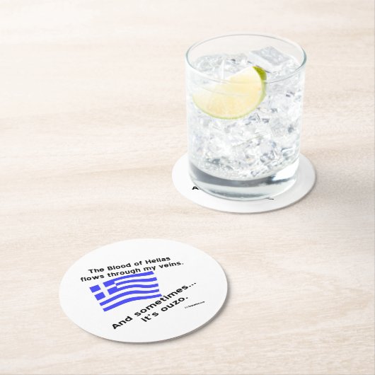 Blut von Hellas & Ouzo Runder Pappuntersetzer (Vor Ort)