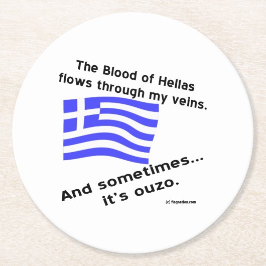 Blut von Hellas & Ouzo Runder Pappuntersetzer (Vorderseite)