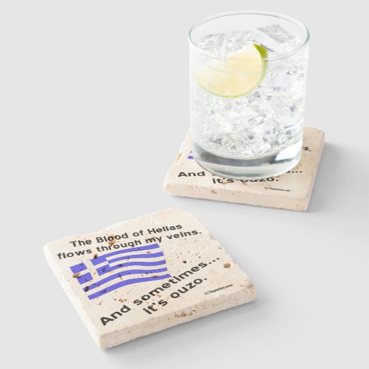 Blut von Hellas & Ouzo Steinuntersetzer (Seitenansicht)