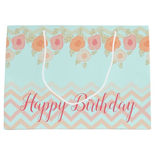 blutakzentriert Gemustert Große Geschenktüte (Vorderseite)