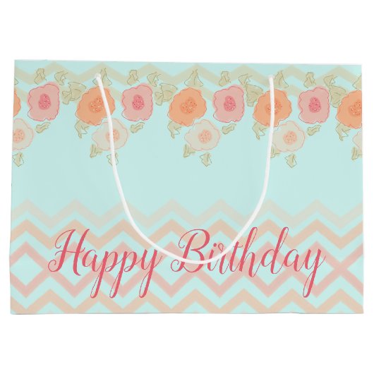 blutakzentriert Gemustert Große Geschenktüte (Rückseite)