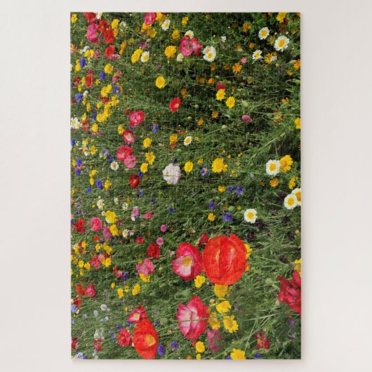 Blüte der Wildblume - Mohnblumen, Gänseblüten Puzzle (Vertikal)