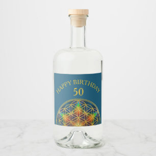BLÜTE DES LEBENS - Fraktale Blüte 1 Alkoholflaschenetikett