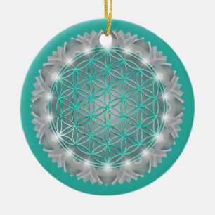 BLÜTE DES LEBENS - Heilige Geometrie Licht 2 Keramik Ornament