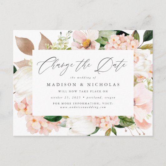 Blüte im Frühjahr ändern das Datum Ankündigungspostkarte (Vorderseite)