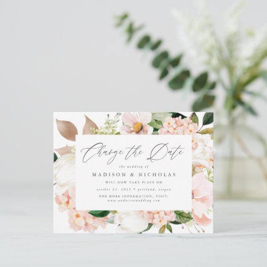 Blüte im Frühjahr ändern das Datum Ankündigungspostkarte (Stehend Vorderseite)