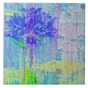 Blüte in Blau Violett Fliese