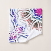 Blüte in Gipsstruktur, weicher Schatten auf Weiß Badhandtuch Set (Waschlappen)