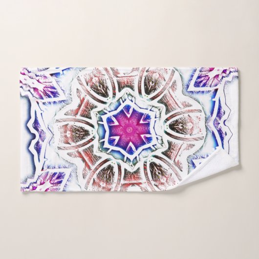 Blüte in Gipsstruktur, weicher Schatten auf Weiß Badhandtuch Set (Handtuch)