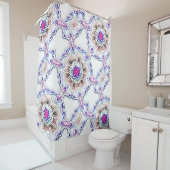 Blüte in Gipsstruktur, weicher Schatten auf Weiß Duschvorhang (Beispiel)