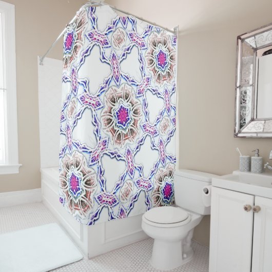 Blüte in Gipsstruktur, weicher Schatten auf Weiß Duschvorhang (Beispiel)