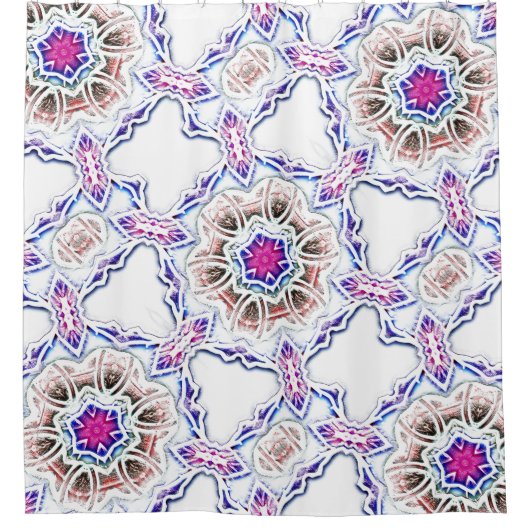 Blüte in Gipsstruktur, weicher Schatten auf Weiß Duschvorhang (Vorderseite)