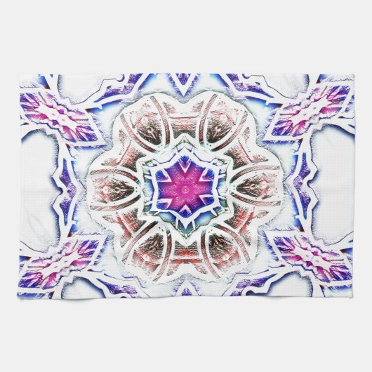 Blüte in Gipsstruktur, weicher Schatten auf Weiß Geschirrtuch (Horizontal)