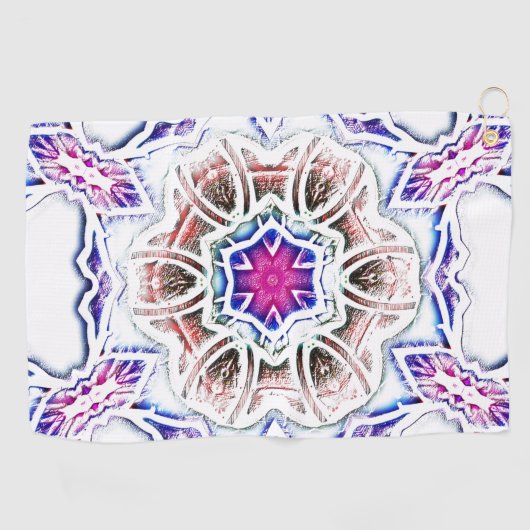 Blüte in Gipsstruktur, weicher Schatten auf Weiß Golfhandtuch (Horizontal)