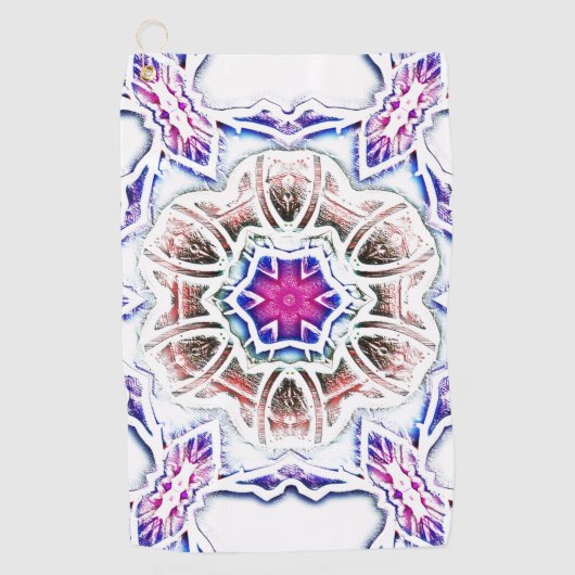 Blüte in Gipsstruktur, weicher Schatten auf Weiß Golfhandtuch (Vorderseite)