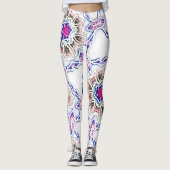 Blüte in Gipsstruktur, weicher Schatten auf Weiß Leggings (Vorderseite)