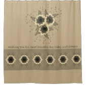 Blüte mit Creme und Beige Duschvorhang (Vorderseite)