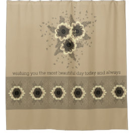 Blüte mit Creme und Beige Duschvorhang