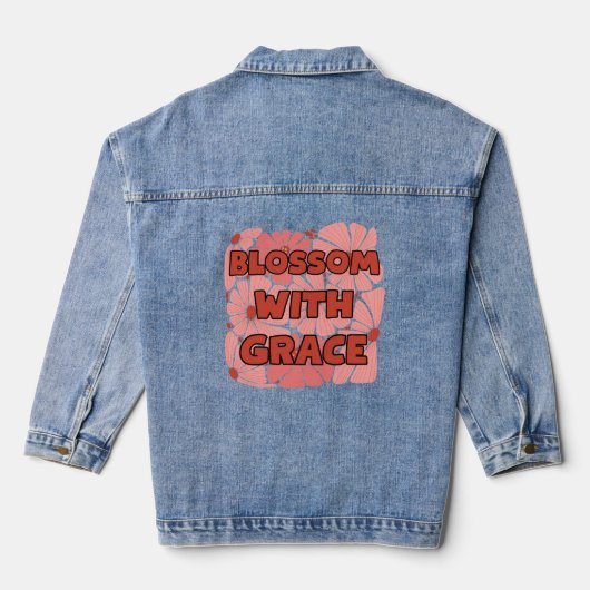 Blüte mit grau-rosa Wildblume Jeansjacke (Rückseite)