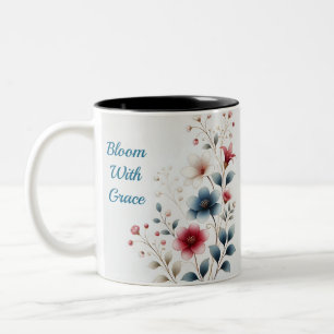 Blüte mit grauem Blumenmuster Kaffeemaschine Tasse