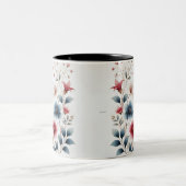 Blüte mit grauem Blumenmuster Kaffeemaschine Tasse (Mittel)