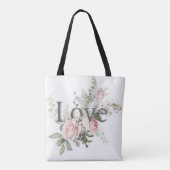 Blüte mit Liebe: Aquarellblütenbeutel Tasche (Rückseite)
