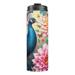 Blüte mit Pfauendesign Thermosbecher