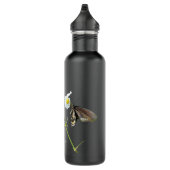 Blüte mit Schmetterling auf schwarz, personalisier Edelstahlflasche (Rechts)
