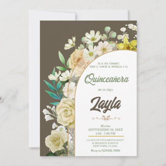 Blüte mit Schönheit: Elegant Gelbe Blüte Einladung (Vorderseite)