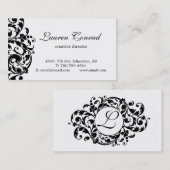 Blüte-Mitternachtsweißes mit Monogramm Visitenkarte (Vorne/Hinten)