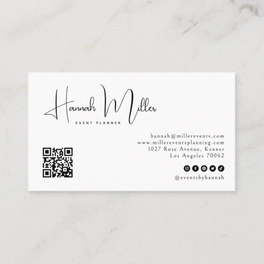 Blüte | Moderner Minimalistischer QR-Code Visitenkarte (Rückseite)