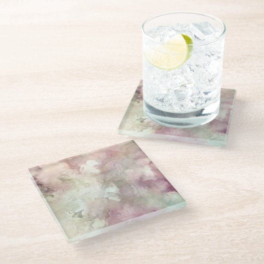 Blüte oder Rose" Glasuntersetzer (Schrägansicht)