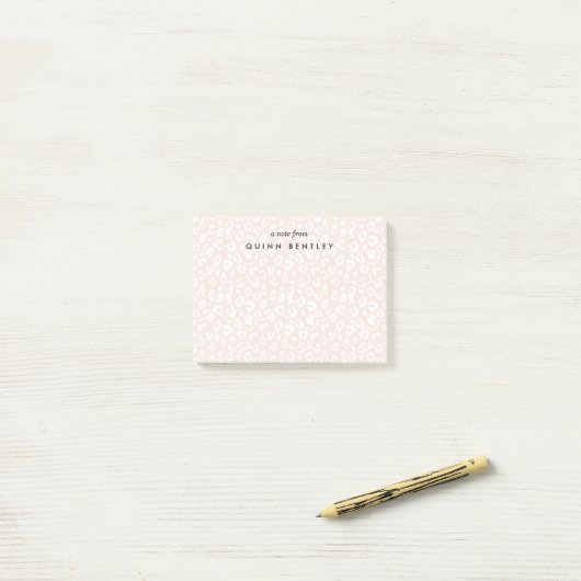 Blüte | Pastell Leopard Print Personalisiert Post-it Klebezettel (Auf Schreibtisch)