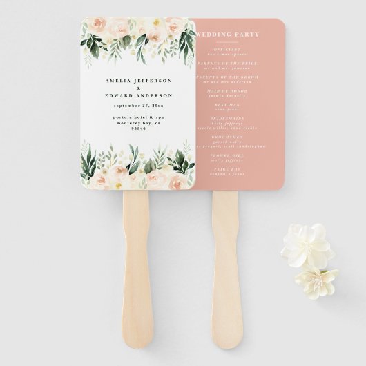 Blüte, pfirsichblütenfarbene + Hochzeit Fächer (Vorne und Hinten)