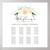 Blüte, pfirsichfarbene Blumen + Hochzeitsstühle au Poster (Vorne)