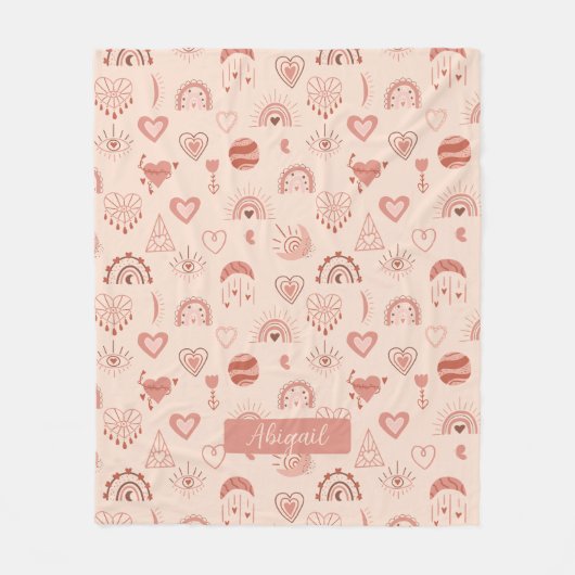 Blüte | Terracotta Boho Herz Themenname Fleecedecke (Vorderseite)